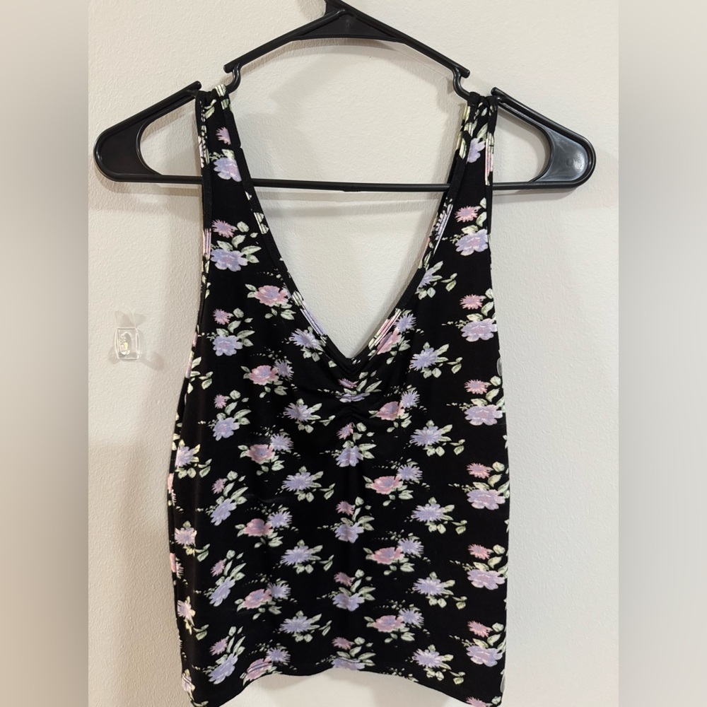 American Eagle Outfitters Black Floral Tank Top